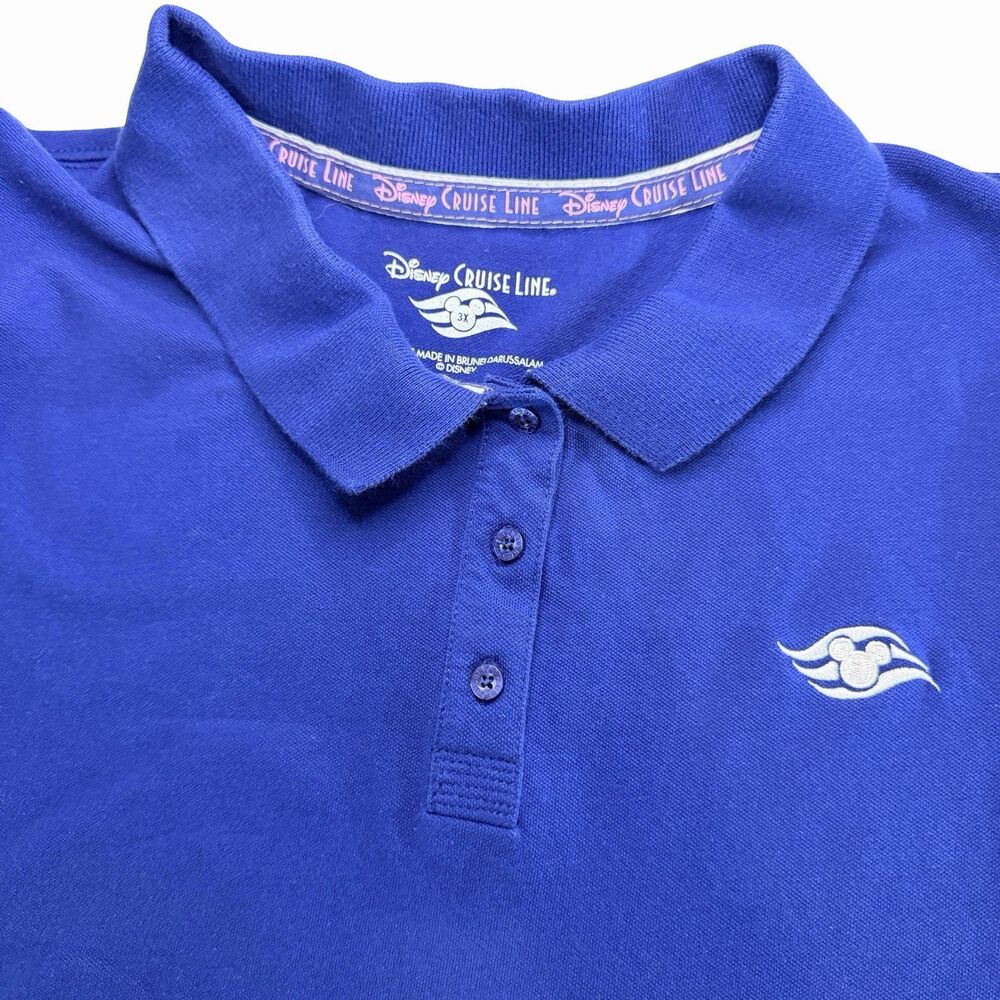 Disney Cruise Line Polo Shirt Womens 3X Blue Short Sleeve Vacation Resort Beach